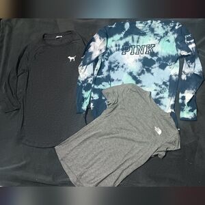PINK Tie-Dye Pullover with Black & Gray Tees